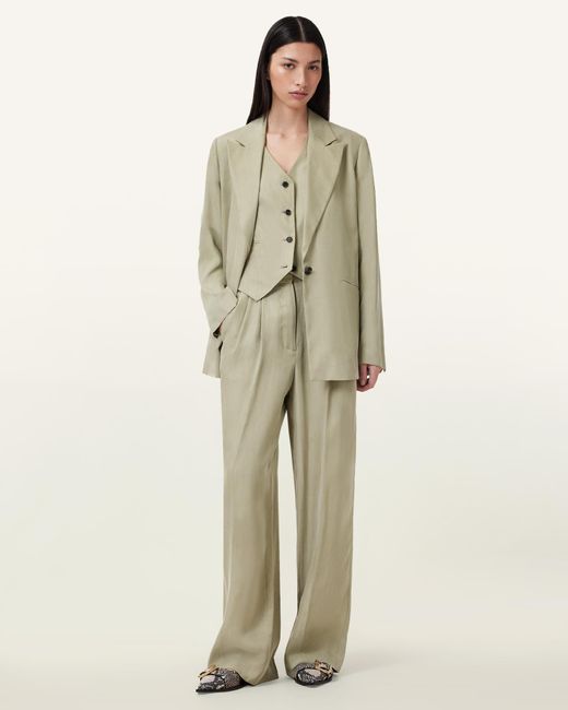 AllSaints Natural Averie Tencel Wide Leg Trousers