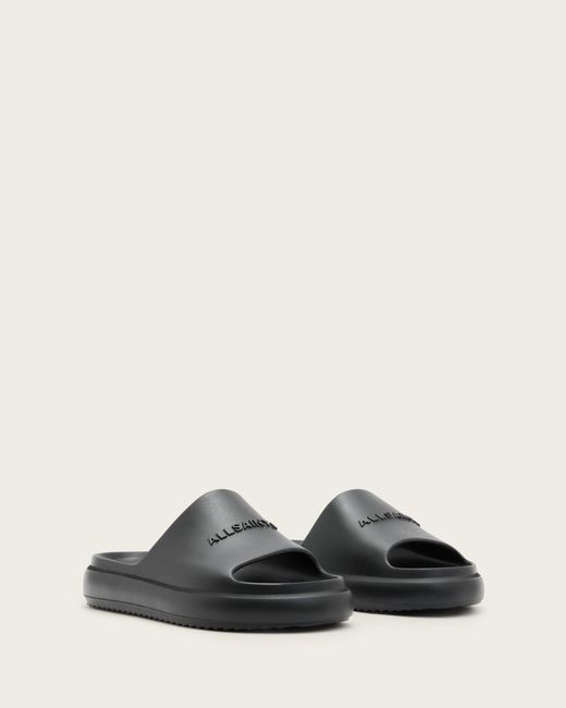 AllSaints Dune Slip On Logo Slides in White for Men | Lyst