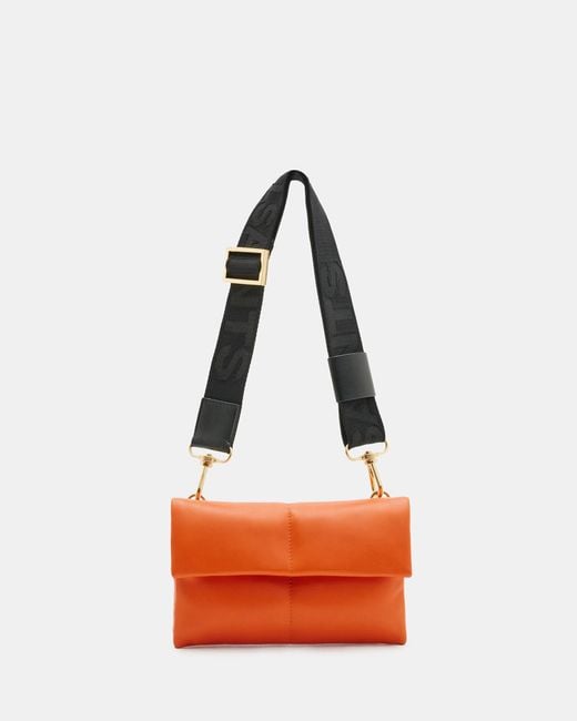 AllSaints Red Ezra Quilted Leather Crossbody Bag