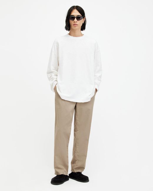 AllSaints White Aspen Oversized Long Sleeve T-shirt, for men