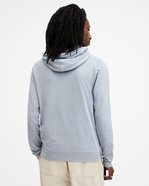 AllSaints Blue Brace Pullover Brushed Cotton Hoodie, for men