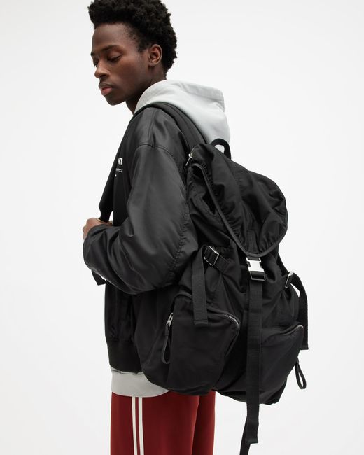 AllSaints Black Ren Recycled Backpack for men