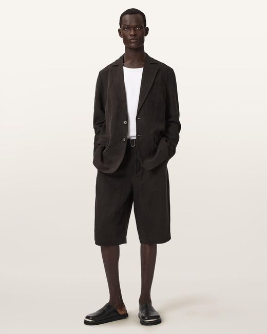 AllSaints Natural Marko Tailored Linen Blend Shorts for men