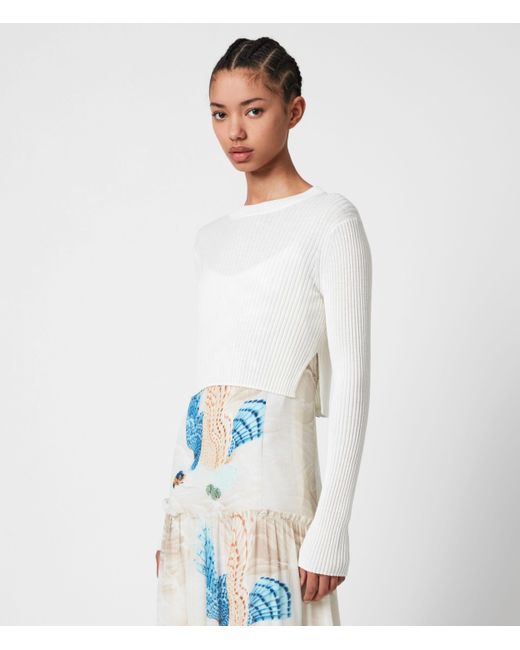 AllSaints Tilly Swoop Dress Womens in White | Lyst