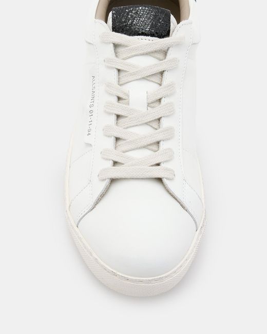 AllSaints White Sheer Round Toe Leather Trainers