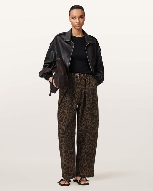 AllSaints Black Cotton/Lyocell Becca Barrel Leg Denim Trousers, /Us 0