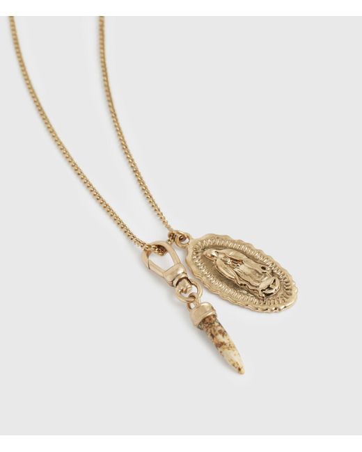 AllSaints Metallic Horn Gold-tone Saint Pendant Necklace