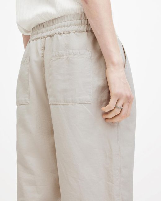 AllSaints White Hanbury Linen Blend Straight Fit Shorts, for men