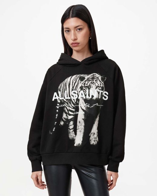 (取寄) オールセインツ レディース キット タロン フーディ AllSaints women AllSaints Kit Talon Hoody Black AllSaints Kit Talon Tiger Print Hoodie in Black | Lyst