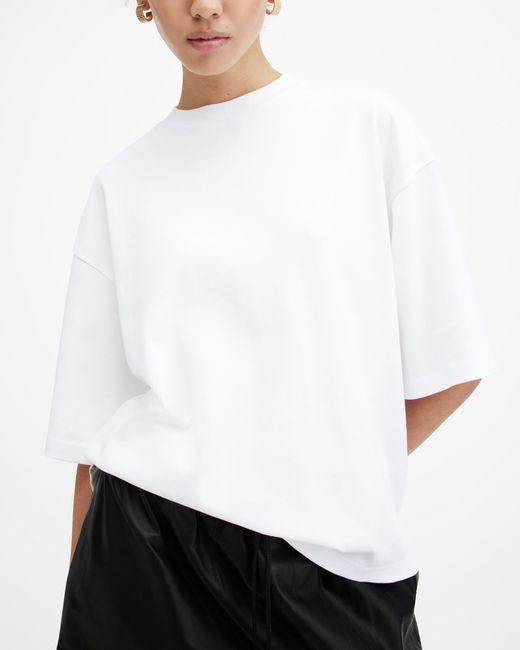 AllSaints White Amelie Oversized Boxy T-shirt