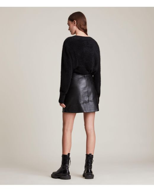 AllSaints Tarren Biker Skirt Womens in Black - Lyst