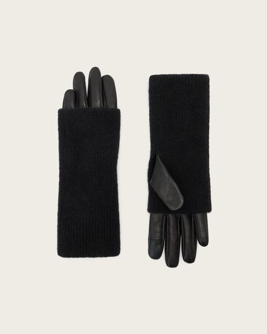 AllSaints Black Onyx Leather Gloves