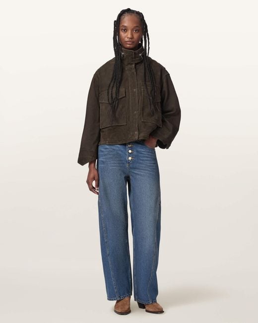 AllSaints Blue Carter Barrel Leg Denim Jeans