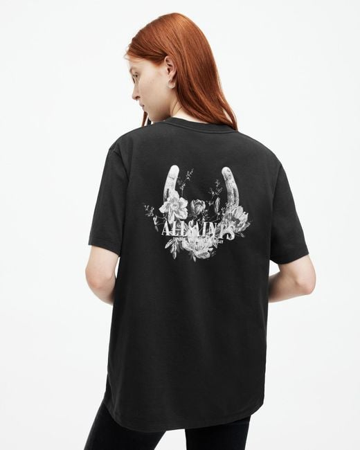 AllSaints Black Fortuna Oversized Boyfriend T-shirt
