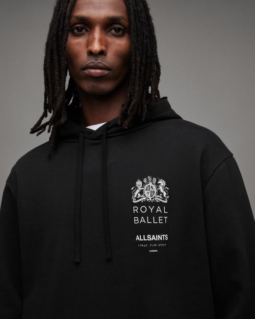 AllSaints Black Jete Royal Ballet Logo Charity Hoodie, for men