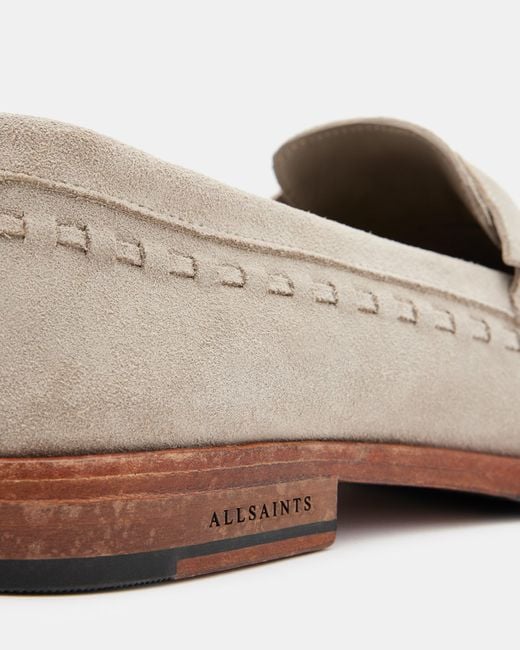 AllSaints White Sammy Leather Loafer Shoes for men