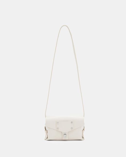 AllSaints White Miro Mini Leather Crossbody Bag