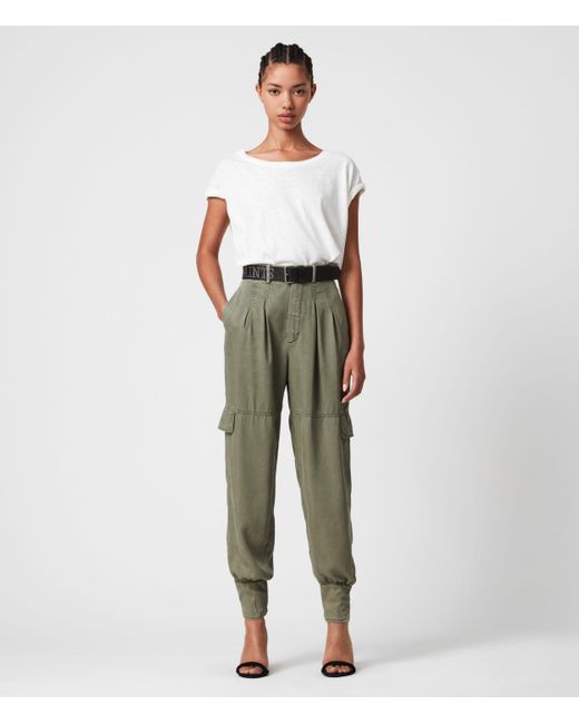 AllSaints Green Paxton Trousers Womens