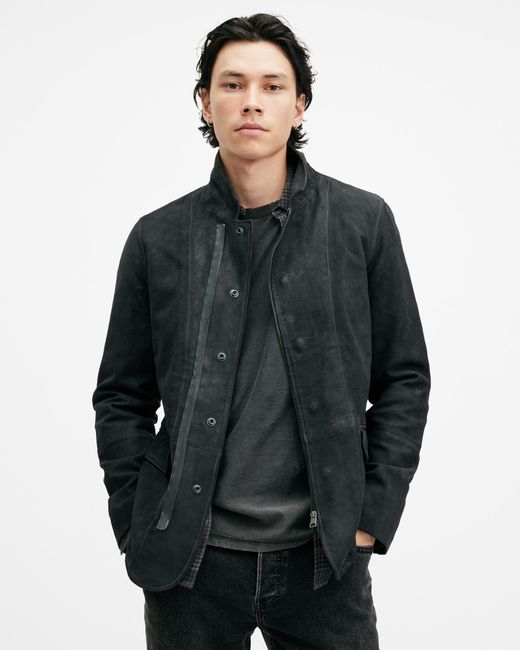 AllSaints Norton 2 In 1 Hooded Suede Blazer Carter in Black for Men Lyst Canada