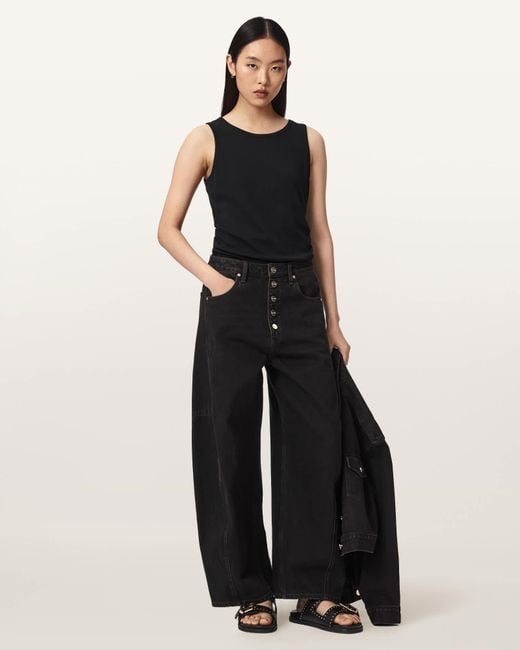 AllSaints Black Carter Barrel Leg Denim Jeans