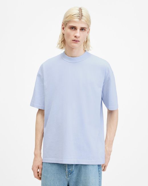 AllSaints Blue Isac Oversized Crew Neck T-shirt, for men