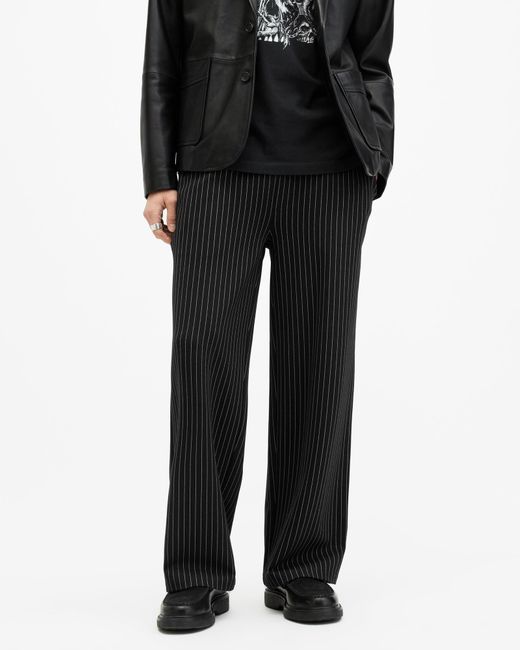 AllSaints Black Sinclair Wide Leg Pinstripe Sweatpants,, Jet for men