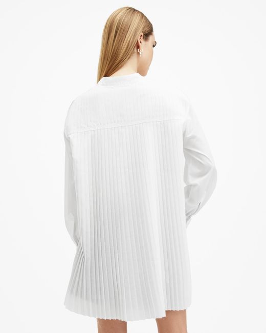 AllSaints White Percy Pleated Relaxed Fit Shirt