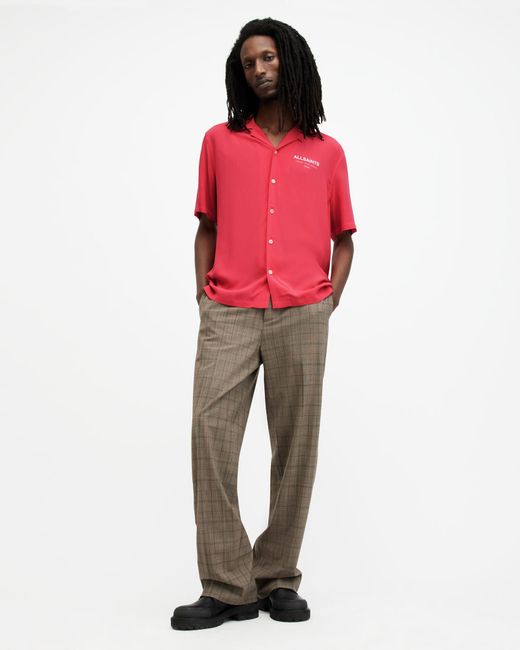 AllSaints Red Underground Logo Relaxed Fit Shirt for men