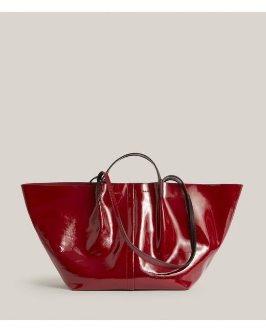 AllSaints Red Odette East West Tote Bag