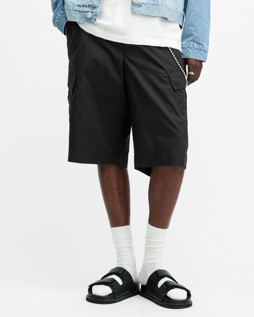 AllSaints Black Ardy Wide Fit Cargo Shorts, for men