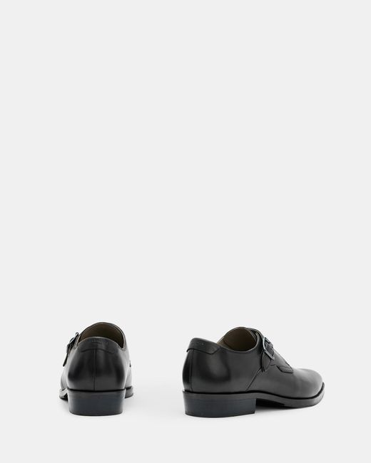 AllSaints White Keith Leather Buckle Monk Shoes, for men