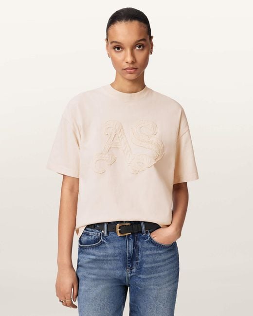 AllSaints Blue Insignia Oversized Etta T-Shirt