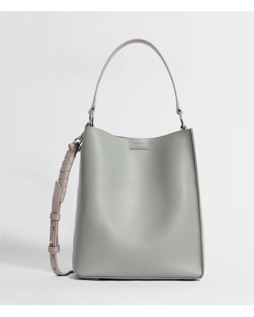 AllSaints Gray Voltaire Leather North South Tote Bag