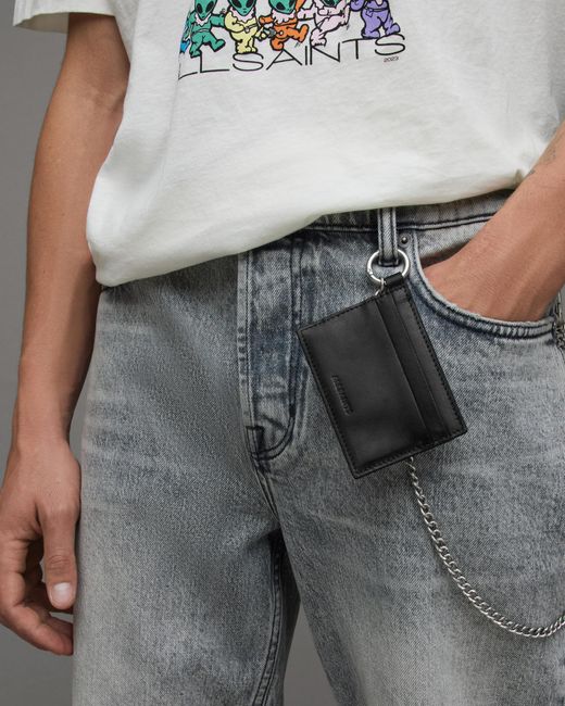 AllSaints White Makoto Chain Leather Cardholder Wallet for men