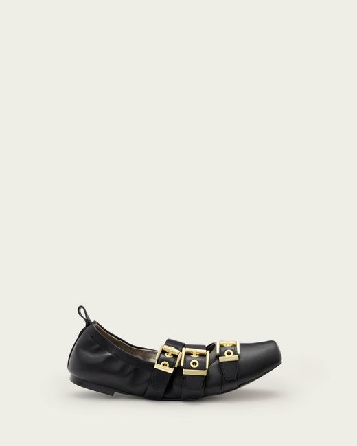 AllSaints White Aurora Leather Ballet Shoes