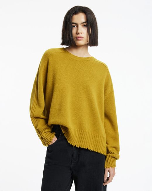 AllSaints Yellow Kiera Cashmere Crew Neck Sweater