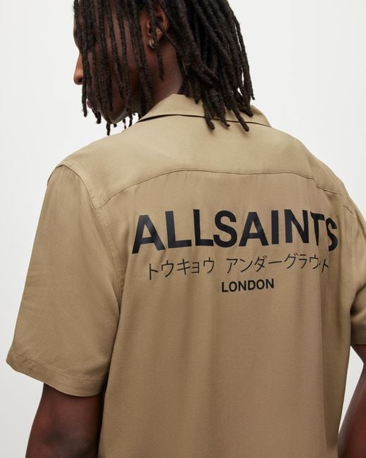 AllSaints Brown Underground Oversized Short Sleeve Shirt for men