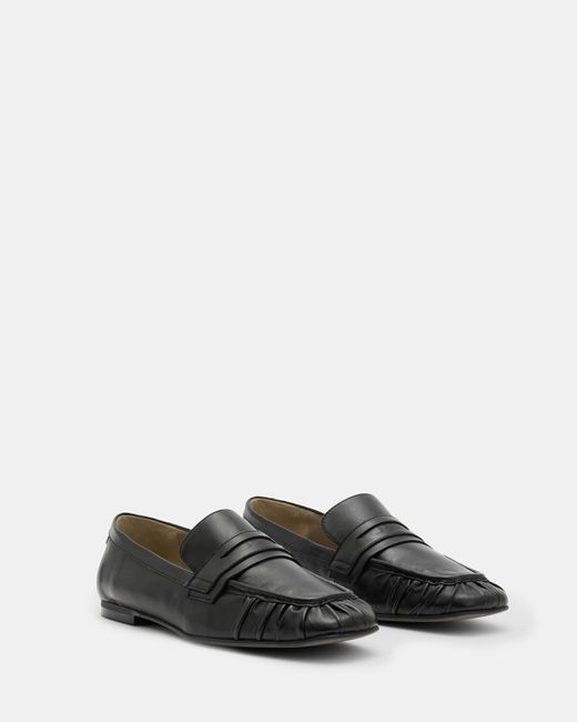 AllSaints White Sapphire Leather Loafer Shoes