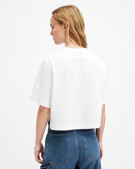 AllSaints White Lottie Oversized Cropped T-shirt,