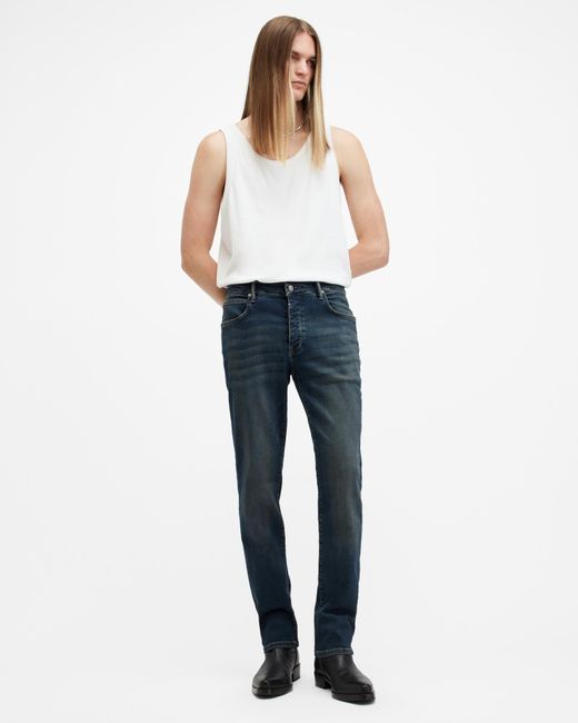 AllSaints Blue Sid Skinny Fit Denim Jeans for men