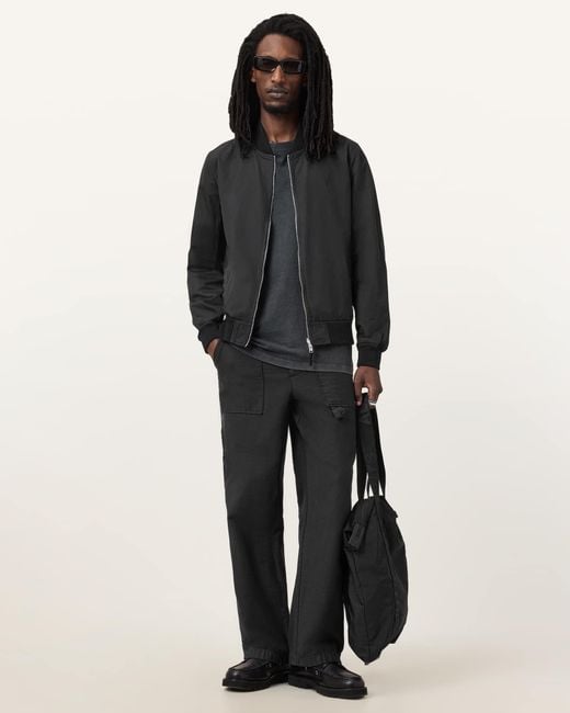 AllSaints Black Bassett Reversible Ramskull Bomber Jacket for men