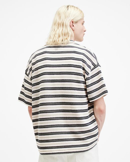 AllSaints White Jackson Oversized Striped Shirt, for men
