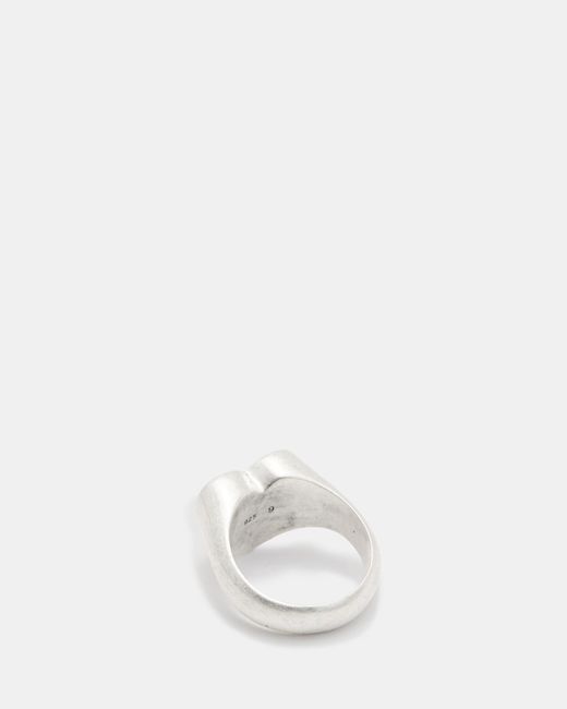AllSaints White Obi Heart Jasper Stone Signet Ring for men