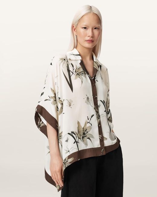 AllSaints Natural Viscose Rei Relaxed Fit Floral Shirt, /Us 2