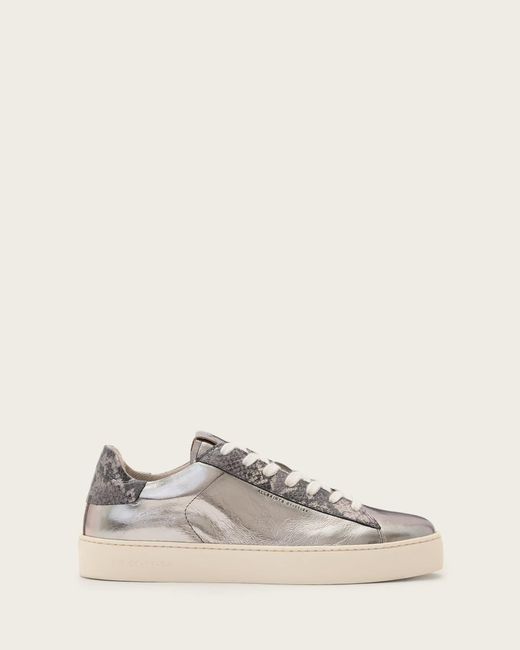 AllSaints Natural Shana Low Top Metallic Leather Trainers