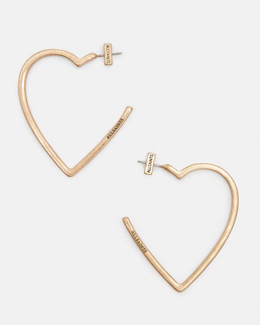 AllSaints Metallic Femi Large Heart Hoop Earrings