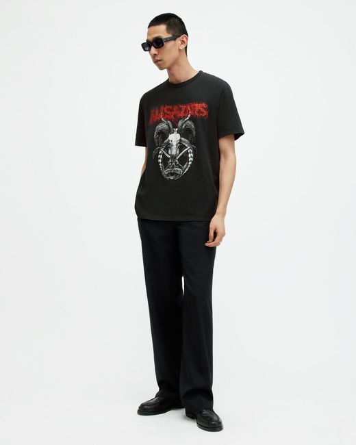 AllSaints Black Archon Graphic Print Relaxed Fit T-shirt for men