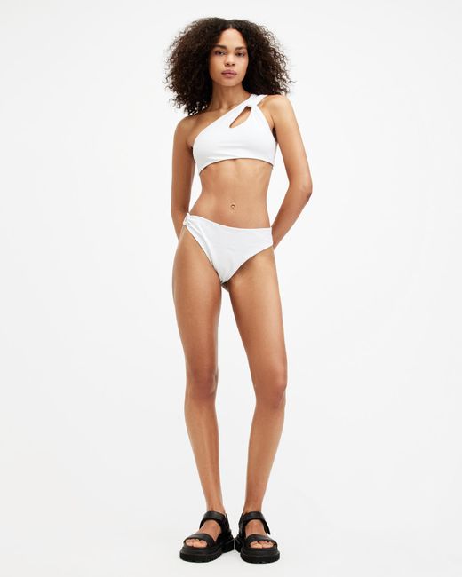 AllSaints White Kayla One Shoulder Bikini Top