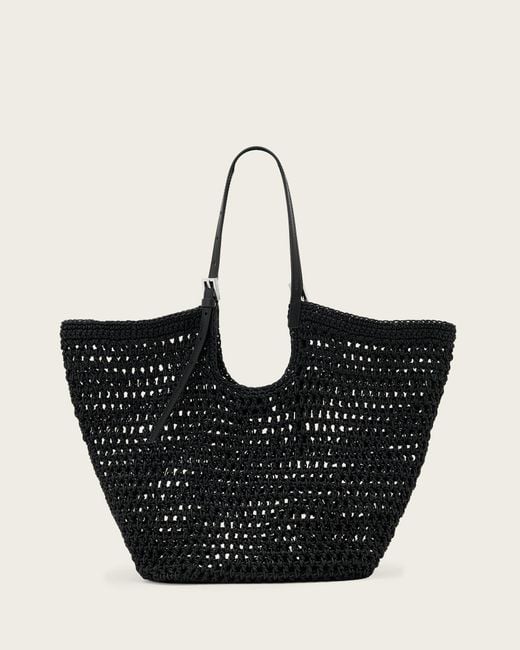 AllSaints Black Ara Waxed Cotton Tote Bag