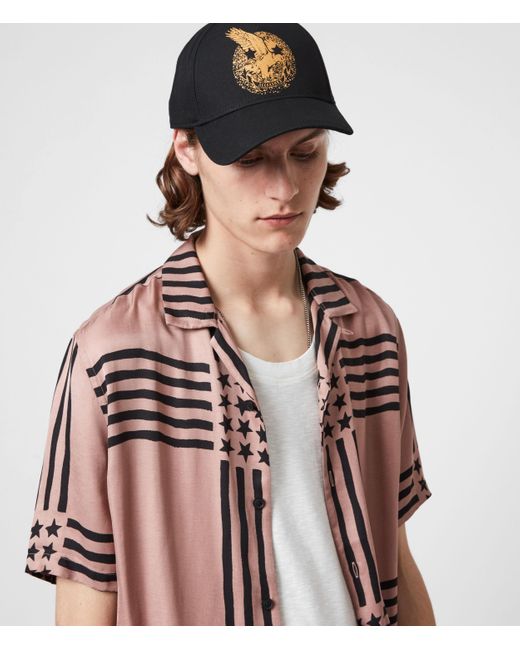 AllSaints Leather Acid Eagle Cap in 